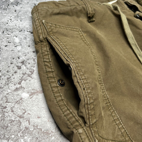 EVER Hiking Shorts 11" Raw Hem SIZE S Green Brown Drawstring Cotton Made USA - Picture 10 of 12